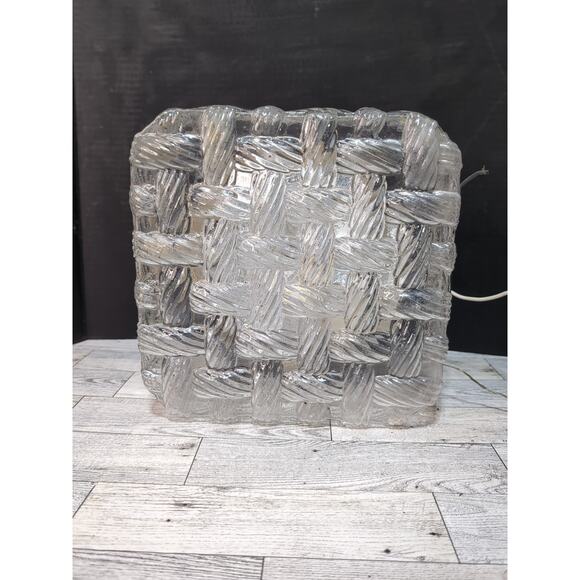 Vtg. Square Braided Rope Mid Century Clear Glass Made In Italy Light Fixture MCM - Picture 1 of 9